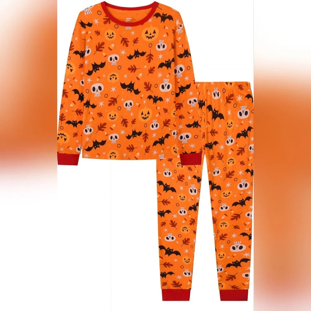 Orange Halloween ABeCue 100% Cotton PJs Size 12 Bats‎ Unisex